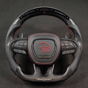 2014-2021 Jeep Trackhawk SRT Custom Carbon Fiber Steering Wheel w/ LED RPM Display - AutoLEDTech.com