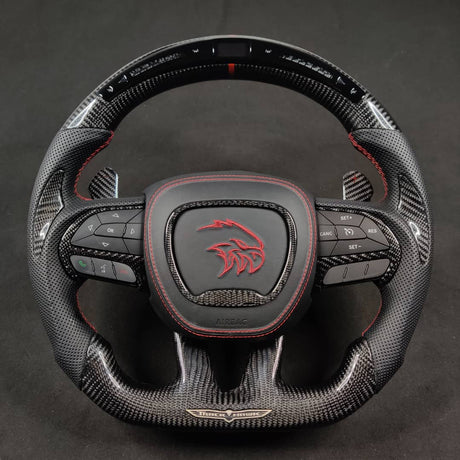 2014-2021 Jeep Trackhawk SRT Custom Carbon Fiber Steering Wheel w/ LED RPM Display - AutoLEDTech.com
