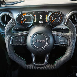 2019-2026+ Jeep Wrangler JL Gladiator JT Custom Carbon Fiber Steering Wheel - AutoLEDTech.com