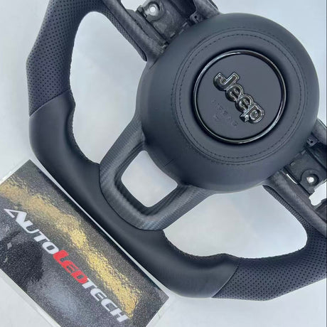 2019-2026+ Jeep Wrangler JL Gladiator JT Custom Carbon Fiber Steering Wheel - AutoLEDTech.com