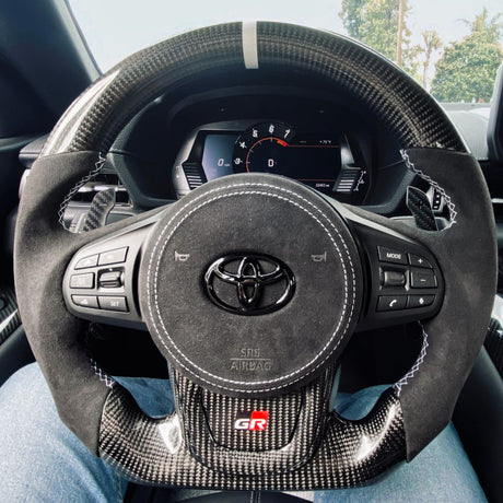 2019-2026+ Toyota Supra Custom Carbon Fiber Steering Wheel - AutoLEDTech.com