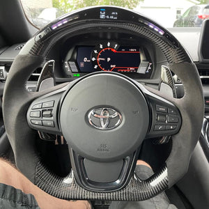2019-2026+ Toyota Supra Custom Carbon Fiber Steering Wheel - AutoLEDTech.com