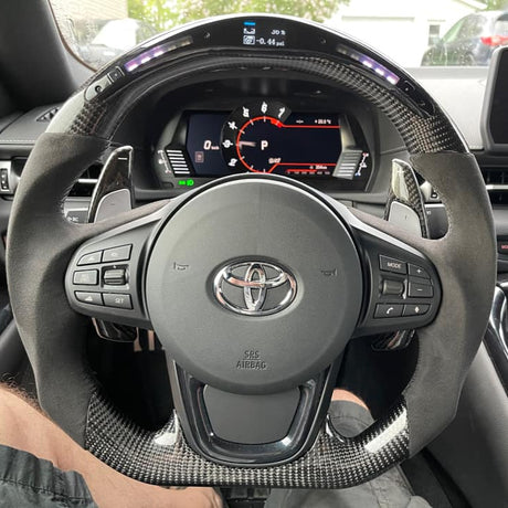 2019-2026+ Toyota Supra Custom Carbon Fiber Steering Wheel - AutoLEDTech.com