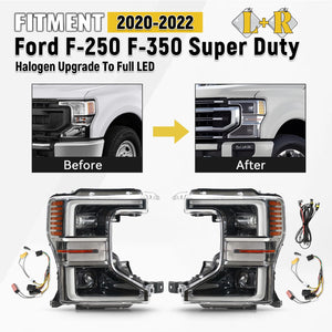 2020-2022 Ford F250 Super Duty Halogen to LED Headlights + Conversion Harness Kit - AutoLEDTech.com