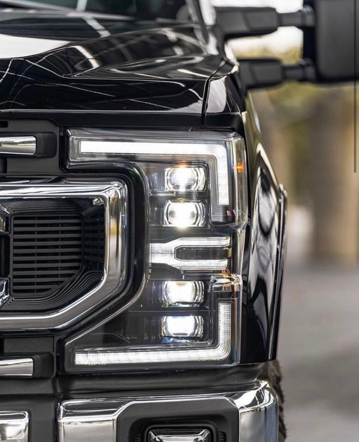 2020-2022 Ford Super Duty F250 F350 LED DRL Projector Replacement Headlights - AutoLEDTech.com