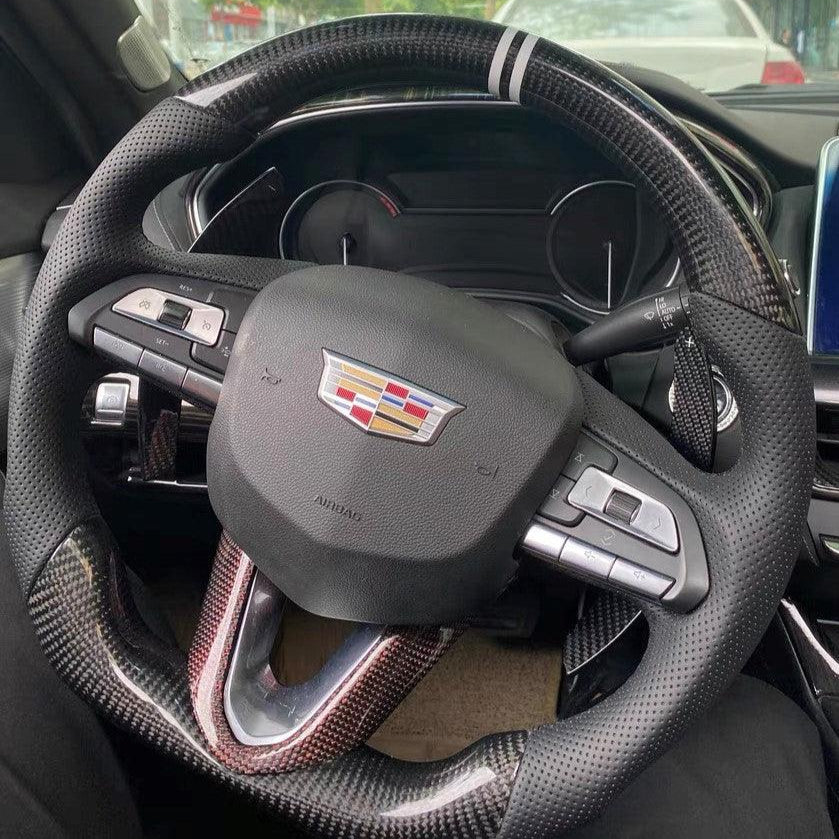 2020-2026+ Cadillac CT4/CT5 Blackwing Carbon Fiber LED Steering Wheel - AutoLEDTech.com