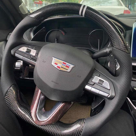 2020-2026+ Cadillac CT4/CT5 Blackwing Carbon Fiber LED Steering Wheel - AutoLEDTech.com