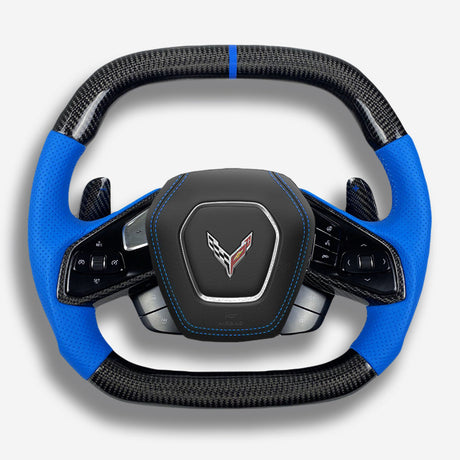 2020-2026+ Chevrolet C8 Corvette Custom Carbon Fiber Steering Wheel - AutoLEDTech.com