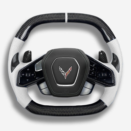 2020-2026+ Chevrolet C8 Corvette Custom Carbon Fiber Steering Wheel - AutoLEDTech.com