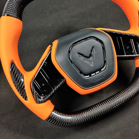 2020-2026+ Chevrolet C8 Corvette Custom Carbon Fiber Steering Wheel - AutoLEDTech.com