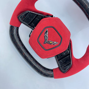 2020-2026+ Chevrolet C8 Corvette Custom Carbon Fiber Steering Wheel - AutoLEDTech.com