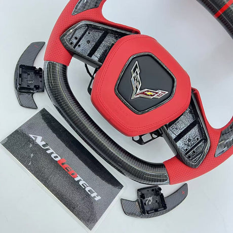 2020-2026+ Chevrolet C8 Corvette Custom Carbon Fiber Steering Wheel - AutoLEDTech.com