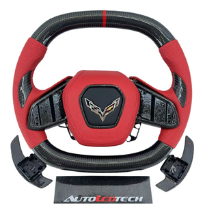 2020-2026+ Chevrolet C8 Corvette Custom Carbon Fiber Steering Wheel - AutoLEDTech.com
