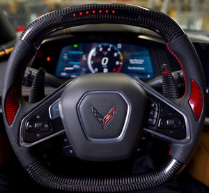 2020-2026+ Chevrolet C8 Corvette Custom Carbon Fiber Steering Wheel - AutoLEDTech.com