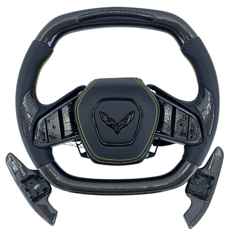 2020-2026+ Chevrolet C8 Corvette Custom Carbon Fiber Steering Wheel - AutoLEDTech.com