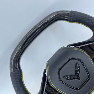 2020-2026+ Chevrolet C8 Corvette Custom Carbon Fiber Steering Wheel - AutoLEDTech.com