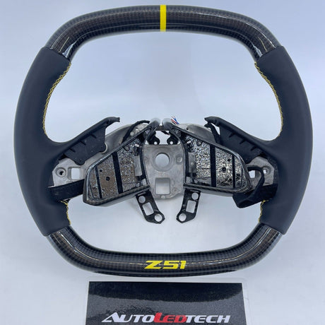 2020-2026+ Chevrolet C8 Corvette Custom Carbon Fiber Steering Wheel - AutoLEDTech.com