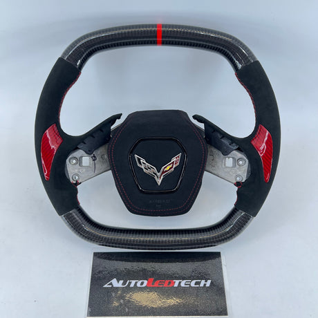 2020-2026+ Chevrolet C8 Corvette Custom Carbon Fiber Steering Wheel - AutoLEDTech.com