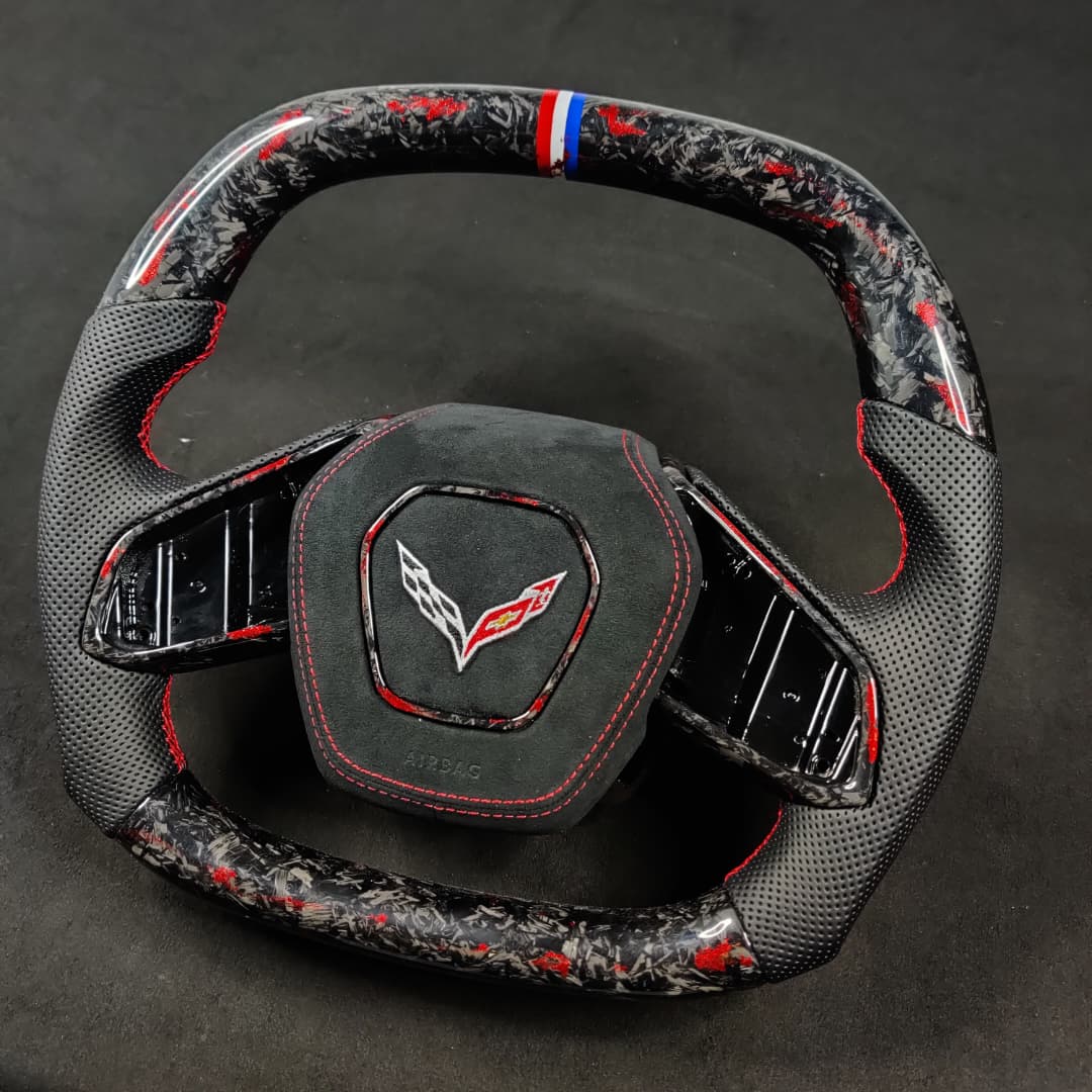 2020-2026+ Chevrolet C8 Corvette Custom Carbon Fiber Steering Wheel - AutoLEDTech.com