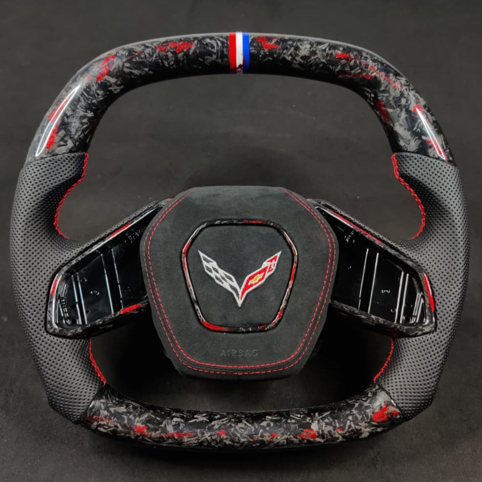 2020-2026+ Chevrolet C8 Corvette Custom Carbon Fiber Steering Wheel - AutoLEDTech.com