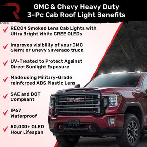2020-2026+ GMC Chevy HD Clear Smoked White Amber LED Roof Cab Lights - AutoLEDTech.com