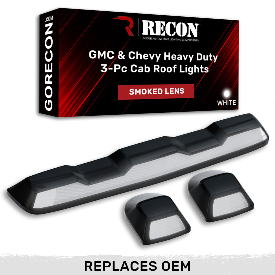2020-2026+ GMC Chevy HD Clear Smoked White Amber LED Roof Cab Lights - AutoLEDTech.com
