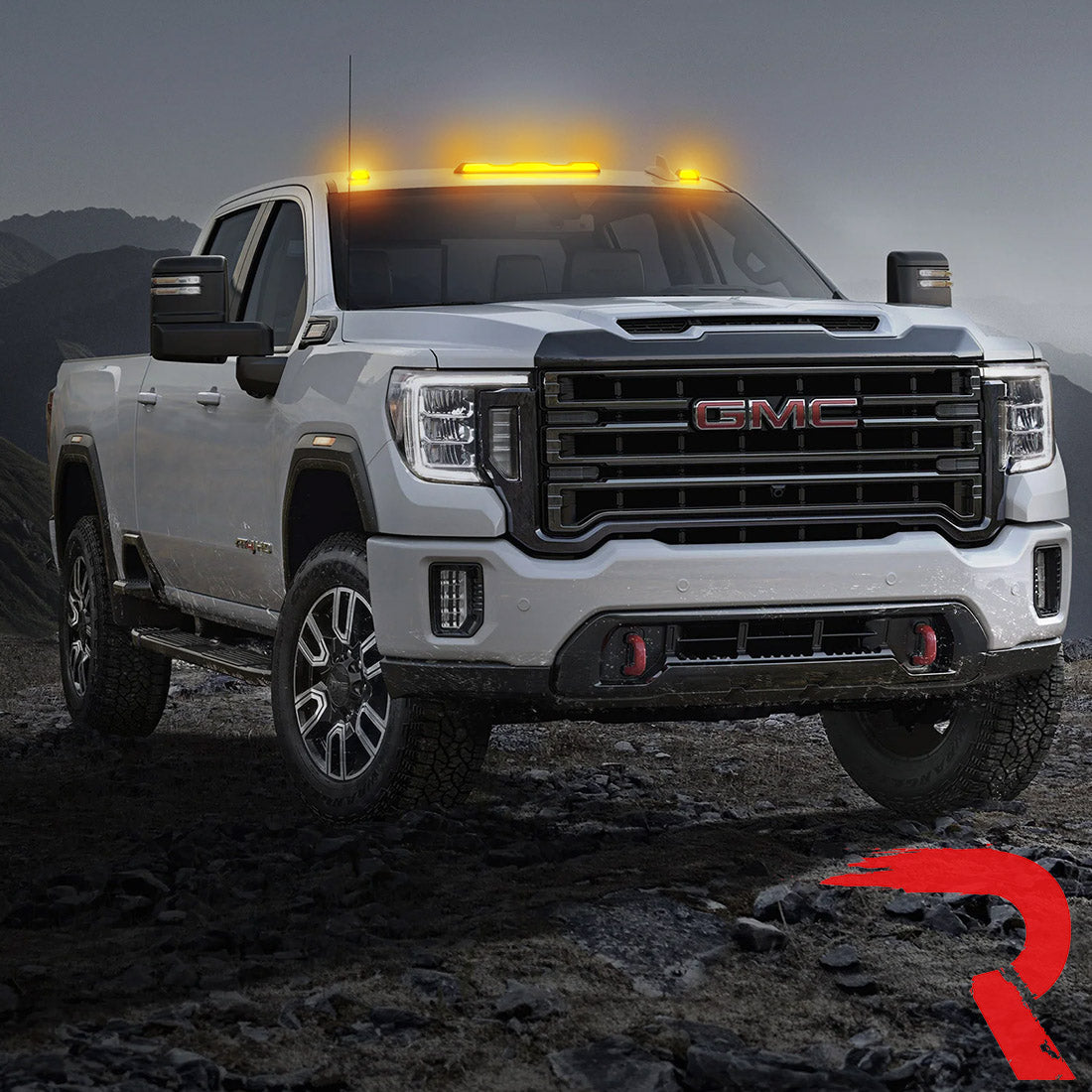 2020-2026+ GMC Chevy HD Clear Smoked White Amber LED Roof Cab Lights - AutoLEDTech.com