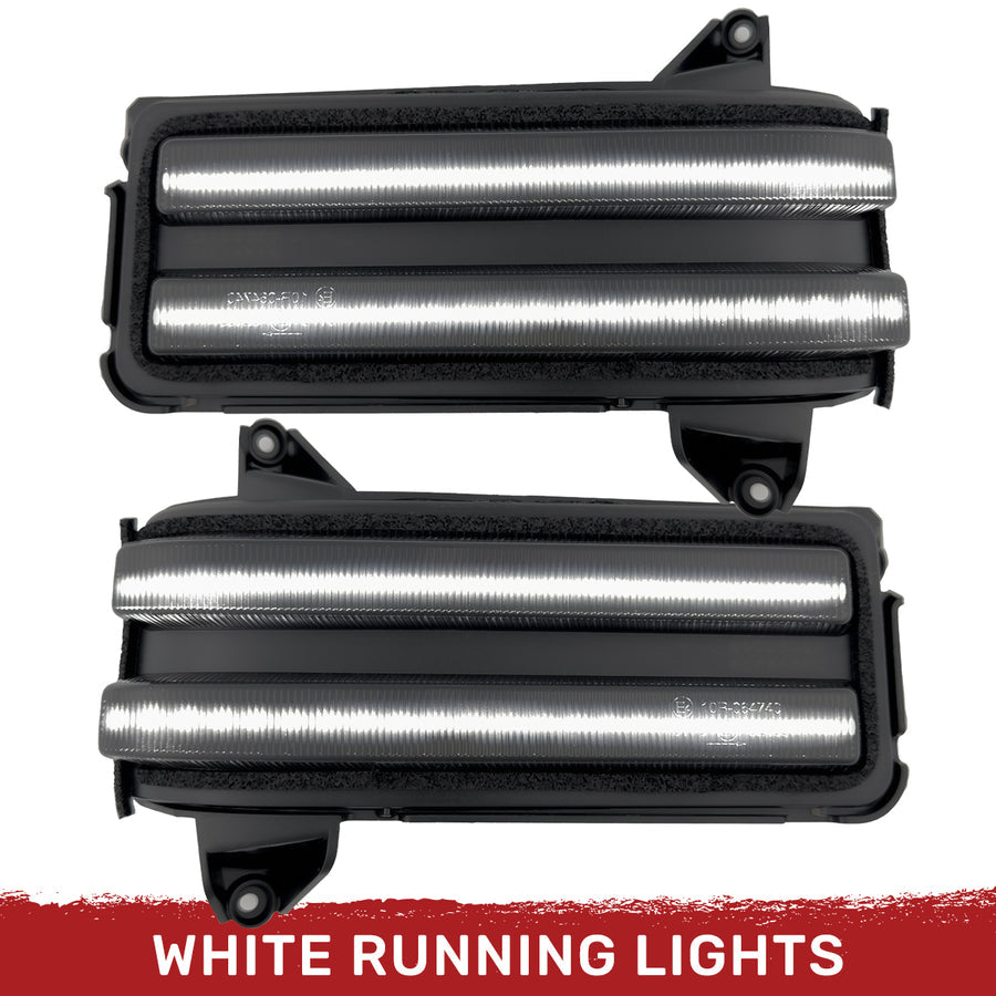 2020-2026+ GMC Chevy Sierra Silverado Smoked LED Mirror Lights - AutoLEDTech.com