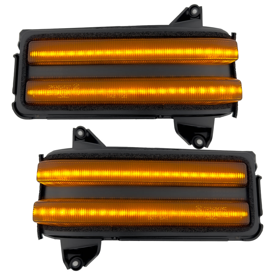 2020-2026+ GMC Chevy Sierra Silverado Smoked LED Mirror Lights - AutoLEDTech.com