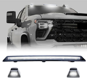 2020-2026+ GMC Sierra HD 2500 Smoked White Amber SCANNING LED Side Markers - AutoLEDTech.com