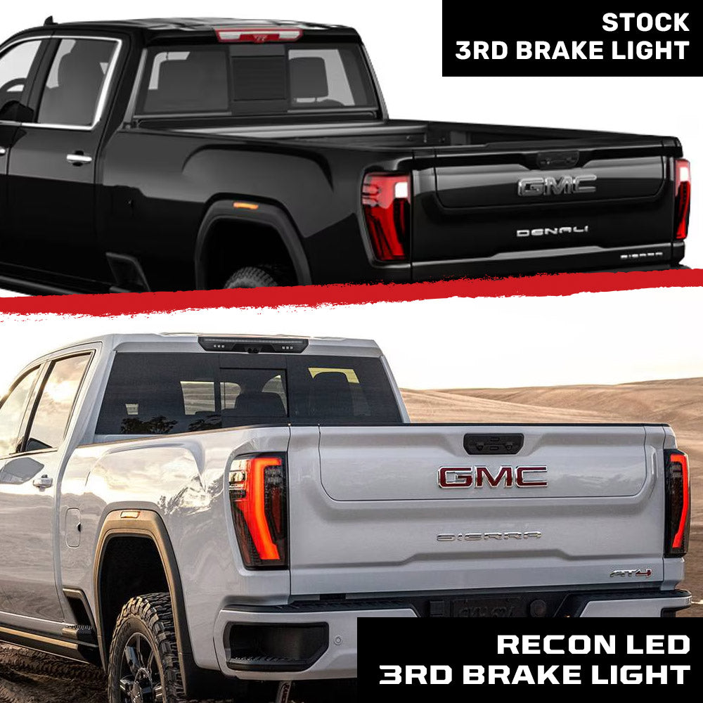 2020-2026+ GMC Sierra Chevy Silverado Smoked Clear LED 3rd Brake Light - AutoLEDTech.com