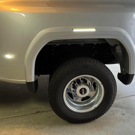 2020-2026+ GMC Sierra HD 2500 Smoked White Amber SCANNING LED Side Markers - AutoLEDTech.com
