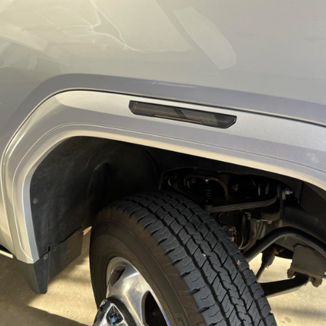 2020-2026+ GMC Sierra HD 2500 Smoked White Amber SCANNING LED Side Markers - AutoLEDTech.com