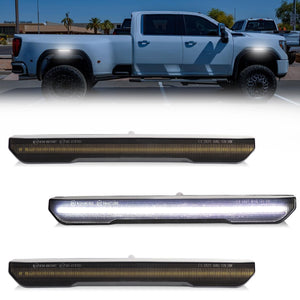 2020-2026+ GMC Sierra HD 2500 Smoked White Amber SCANNING LED Side Markers - AutoLEDTech.com