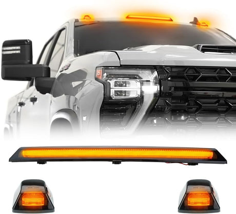 2020-2026+ GMC Sierra HD 2500 Smoked White Amber SCANNING LED Side Markers - AutoLEDTech.com