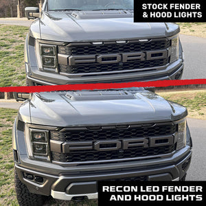 2021-2025+ Ford Raptor Smoked White/Amber Scanning LED Grill + Fender Lights - AutoLEDTech.com