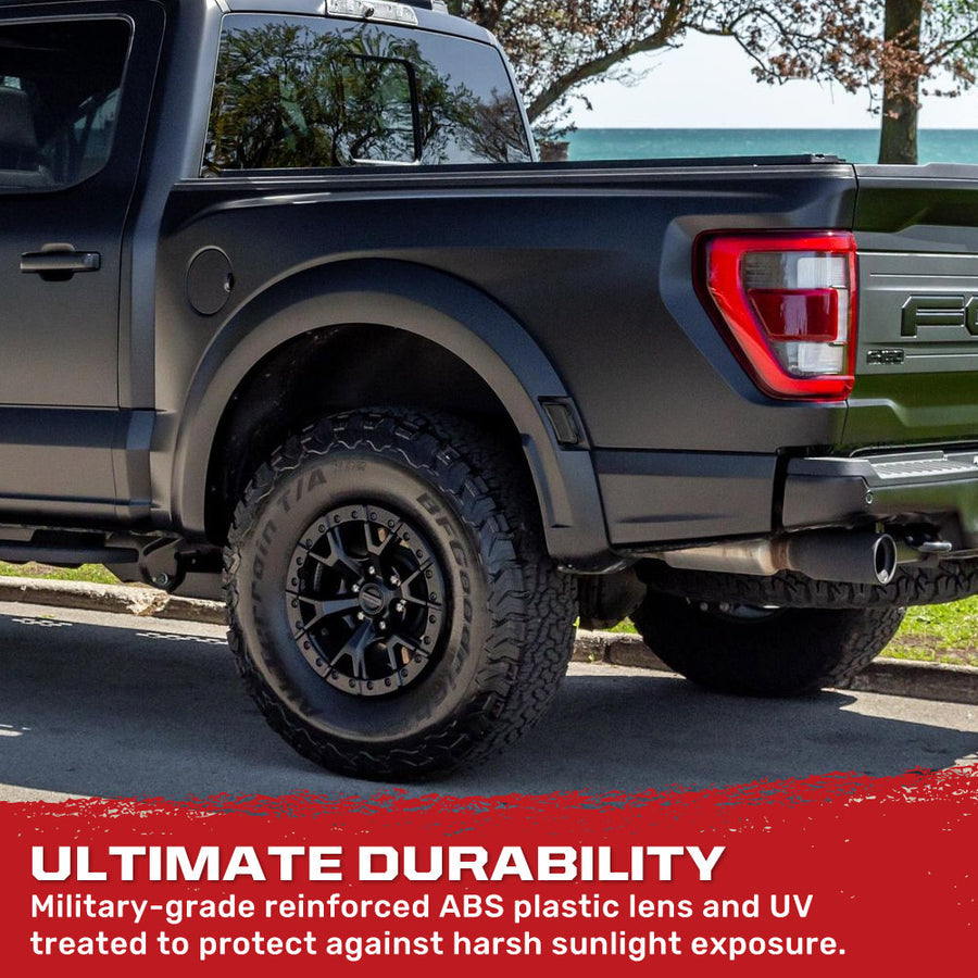 2021-2025+ Ford Raptor Smoked White/Amber Scanning LED Grill + Fender Lights - AutoLEDTech.com
