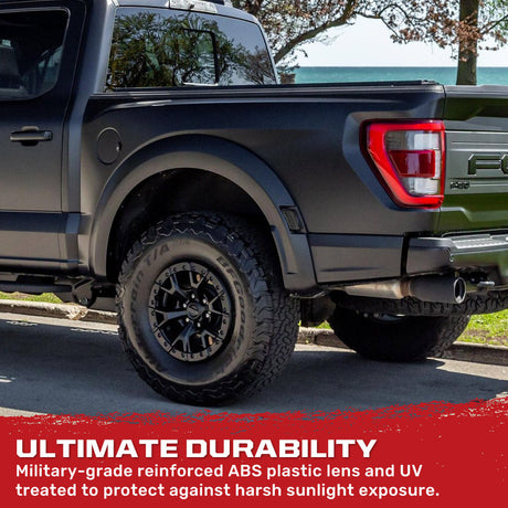 2021-2025+ Ford Raptor Smoked White/Amber Scanning LED Grill + Fender Lights - AutoLEDTech.com