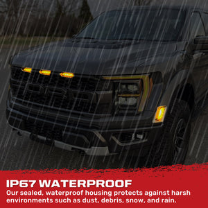 2021-2025+ Ford Raptor Smoked White/Amber Scanning LED Grill + Fender Lights - AutoLEDTech.com
