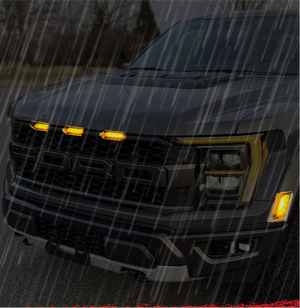2021-2025+ Ford Raptor Smoked White/Amber Scanning LED Grill + Fender Lights - AutoLEDTech.com