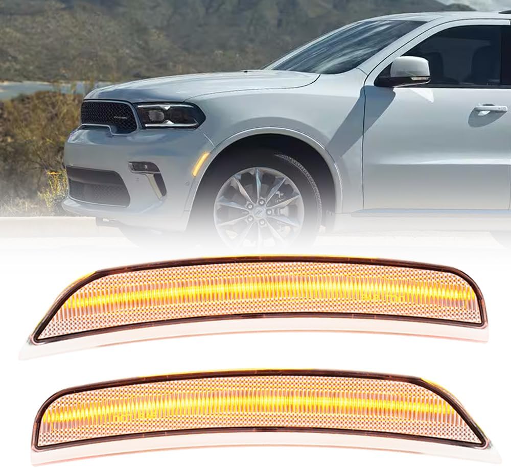 2021-2026+ Dodge Durango Clear Smoked White Amber LED Side Markers - AutoLEDTech.com