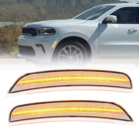 2021-2026+ Dodge Durango Clear Smoked White Amber LED Side Markers - AutoLEDTech.com