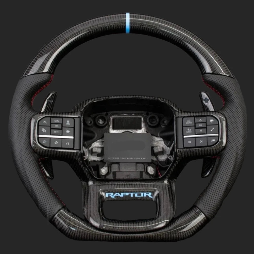2023-2026+ Ford Super Duty F250 Custom Carbon Fiber Steering Wheel - AutoLEDTech.com