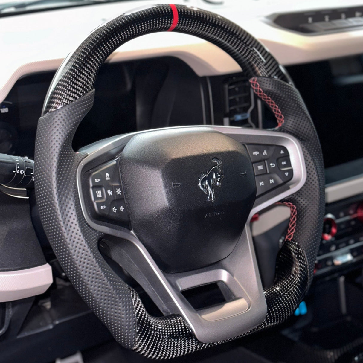 2021-2026+ Ford Bronco Custom Carbon Fiber Steering Wheel - AutoLEDTech.com