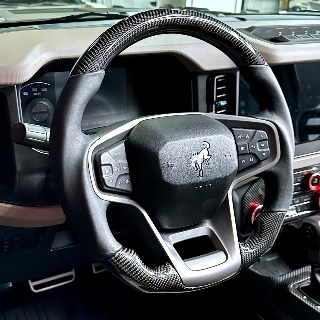 2021-2026+ Ford Bronco Custom Carbon Fiber Steering Wheel - AutoLEDTech.com