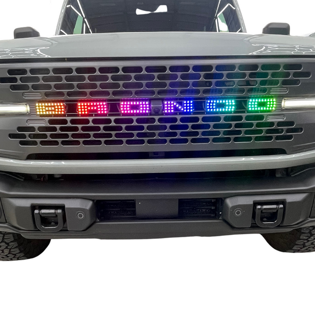 2021-2026+ Ford Bronco Flow Series LED Grill Badge Emblem Logo - AutoLEDTech.com