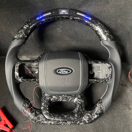2021-2026+ Ford F150 & Raptor Custom Carbon Fiber LED Steering Wheel - AutoLEDTech.com