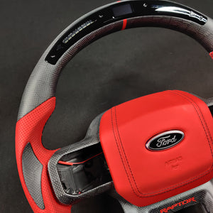 2021-2026+ Ford F150 & Raptor Custom Carbon Fiber LED Steering Wheel - AutoLEDTech.com