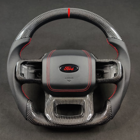 2021-2026+ Ford F150 & Raptor Custom Carbon Fiber LED Steering Wheel - AutoLEDTech.com