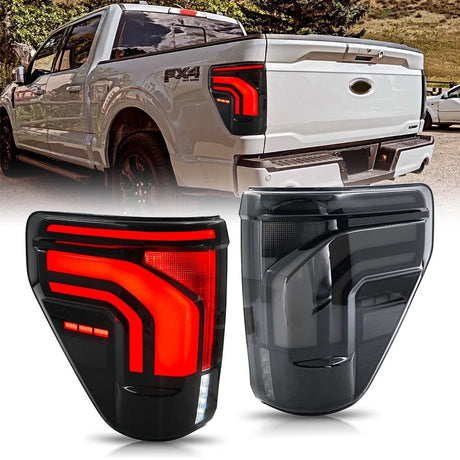 2021-2026 Ford F150 & Raptor Red/Smoked 24+ Style LED Tail Lights - Fits all models - AutoLEDTech.com